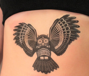 owl tattoo design on temporary tattoo paper