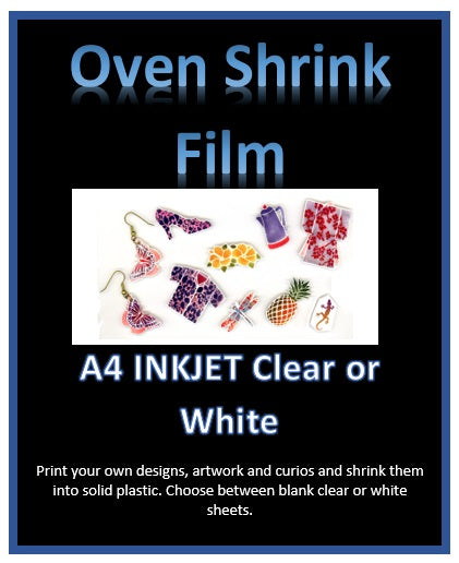 Heat Shrink Plastic - Print your own plastic artwork oven shrink film WHITE A4
