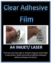 Transparent Sticker Paper Clear Adhesive Film - Print clear signs / Artwork  A4 - Inkjet - Laser