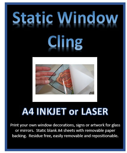 Static Clear Window Cling - DIY Print your own window decorations - Inkjet - Laser A4